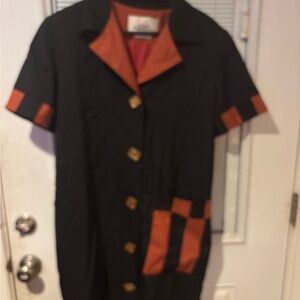 Vintage Steve Fabrikant Black and Orange Button-Up  Size 12